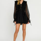 Long-Sleeve Ruffle Mini Dress