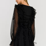 Long-Sleeve Ruffle Mini Dress