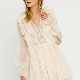 Long-Sleeve Ruffle Mini Dress