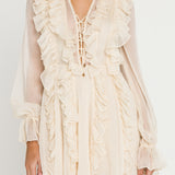 Long-Sleeve Ruffle Mini Dress