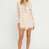 Long-Sleeve Ruffle Mini Dress