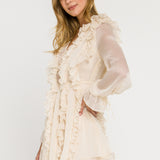 Long-Sleeve Ruffle Mini Dress
