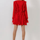Long-Sleeve Ruffle Mini Dress