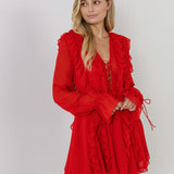 Long-Sleeve Ruffle Mini Dress