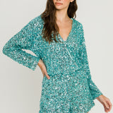 Sequin Wrap Romper