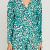 Sequin Wrap Romper