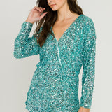 Sequin Wrap Romper