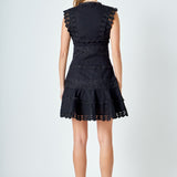 Plunging Neck Lace Trim Dress