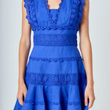 Plunging Neck Lace Trim Dress