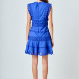 Plunging Neck Lace Trim Dress