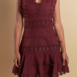 Plunging Neck Lace Trim Dress