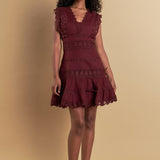Plunging Neck Lace Trim Dress
