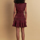 Plunging Neck Lace Trim Dress