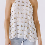 Beads Embroidered Halter Top
