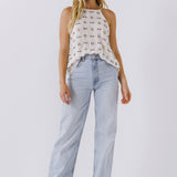 Beads Embroidered Halter Top