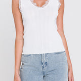 Lace Trim Knit Top