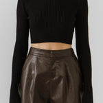 GREY LAB-Cropped Long Sleeve Sweater-SWEATERS & KNITS available at Objectrare