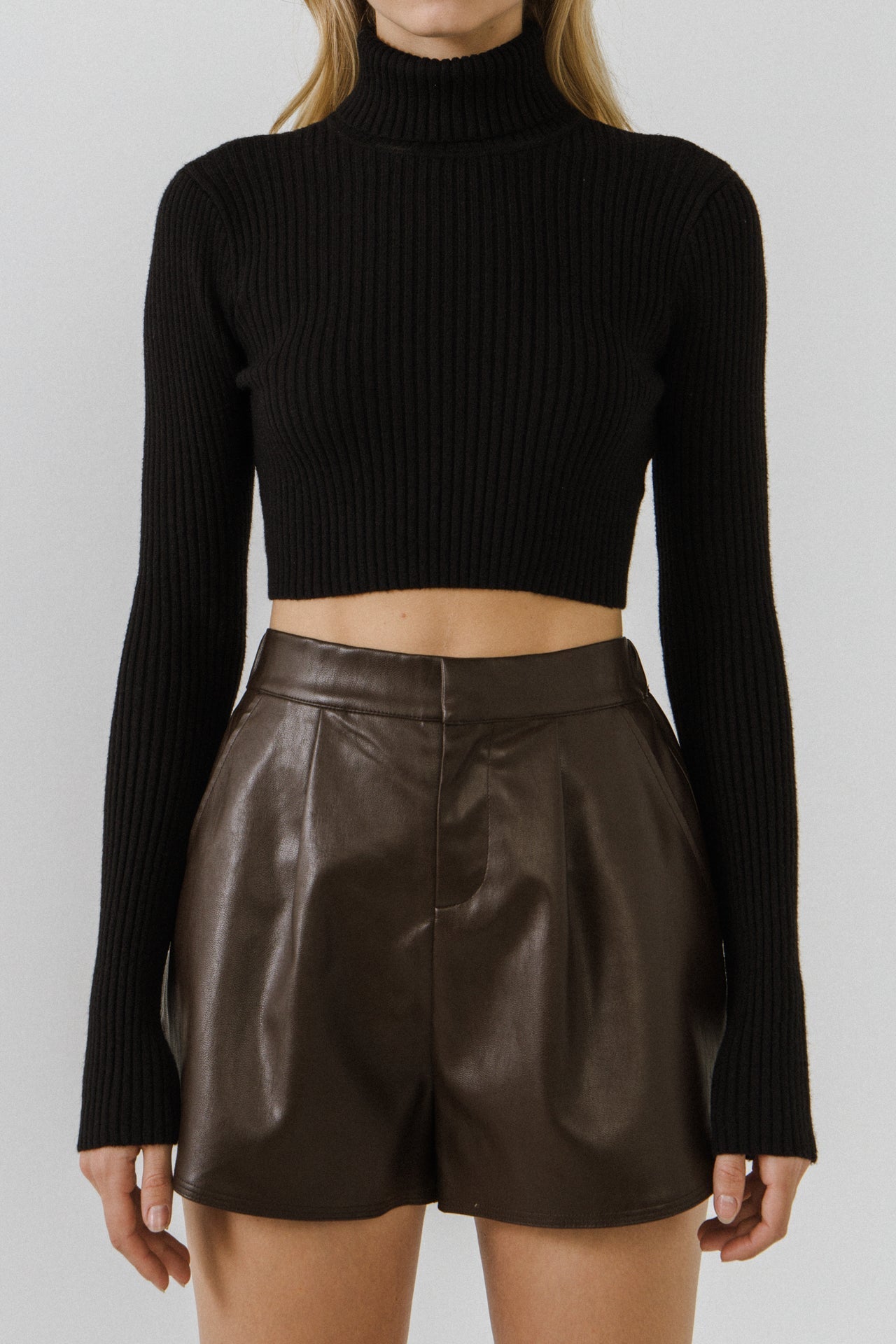 GREY LAB-Cropped Long Sleeve Sweater-SWEATERS & KNITS available at Objectrare
