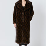 Patterned Faux Fur Coat
