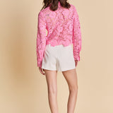 Textured Sheer Long sleeve Top
