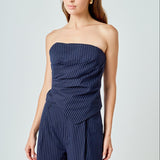 Stripe Draped Corset Top