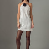 Aimee Sequin Halter Mini Dress with Florette