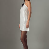 Aimee Sequin Halter Mini Dress with Florette