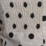 Polka Dot Linen Strapless Midi Dress