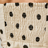 Polka Dot Linen Strapless Midi Dress