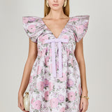 Jacquard Mini Dress with Bow