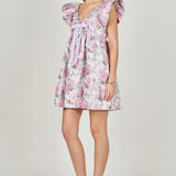 Jacquard Mini Dress with Bow