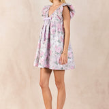 Jacquard Mini Dress with Bow