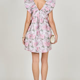 Jacquard Mini Dress with Bow