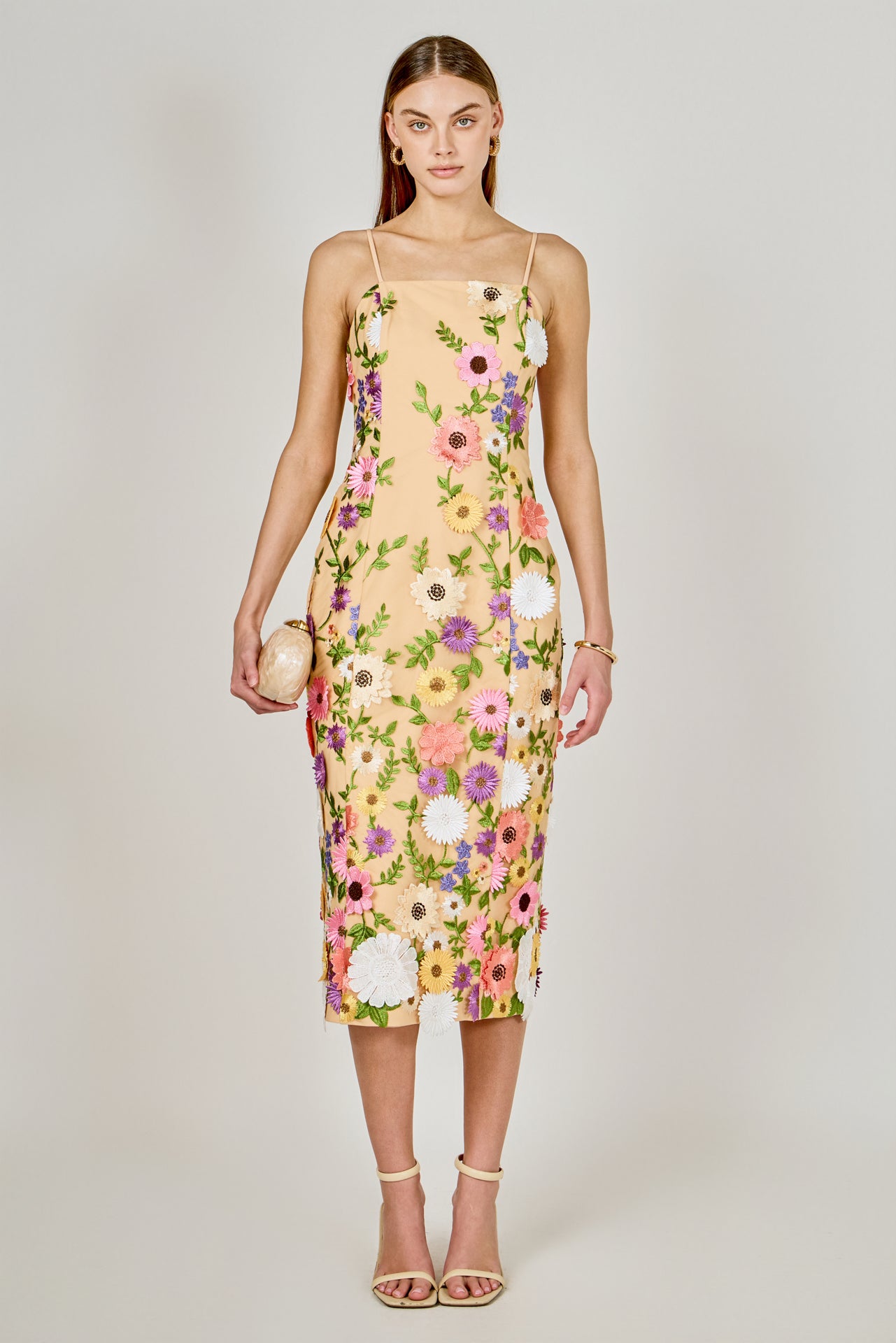endless rose sleeveless floral embroidered midi dress Endless Rose Sleeveless Floral Embroidered Midi Dress