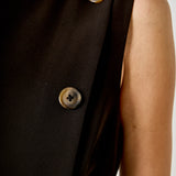 Boat Neck Buttoned Mini Dress