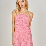Lace Sequined Strapless Mini Dress