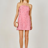Lace Sequined Strapless Mini Dress