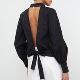 GREY LAB-Backless Long Sleeve Shirt-SHIRTS & BLOUSES available at Objectrare