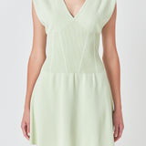 Padded Shoulder Corset Detail Knit Mini Dress