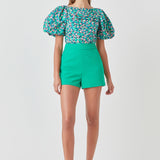 Bright Floral Ruched Poplin Top