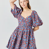 Floral Ruched Poplin Mini Dress