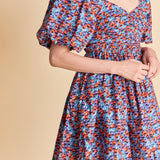 Floral Ruched Poplin Mini Dress