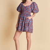 Floral Ruched Poplin Mini Dress