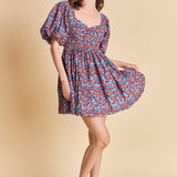 Floral Ruched Poplin Mini Dress