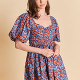 Floral Ruched Poplin Mini Dress