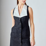 Premium Sleeveless Tweed Mini Dress