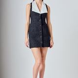 Premium Sleeveless Tweed Mini Dress