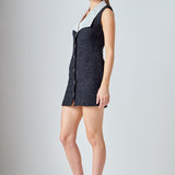 Premium Sleeveless Tweed Mini Dress