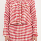 Gold Tweed Speckled Mini Tweed Check Blazer
