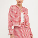 Gold Tweed Speckled Mini Tweed Check Blazer